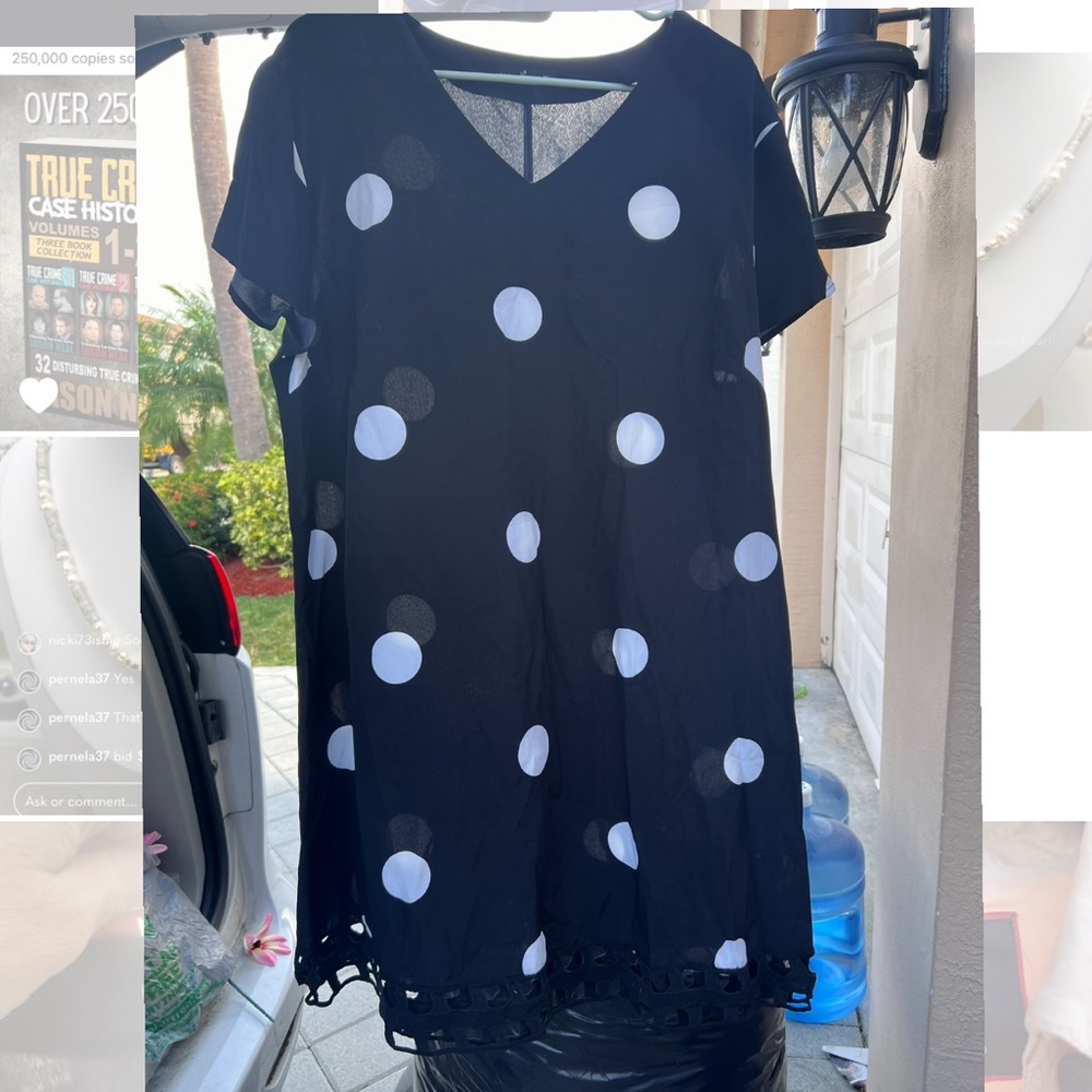 Emory Rose Blue polka dot dress 2x